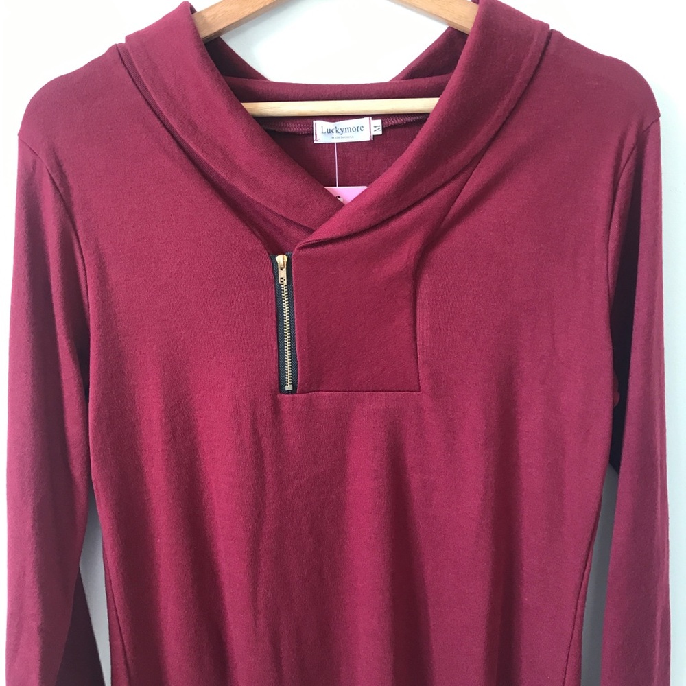 Luckymore Cowl Neck Pullover Long Sleeve Tunic Top with Zipper, Size M - Picture 12 of 16
